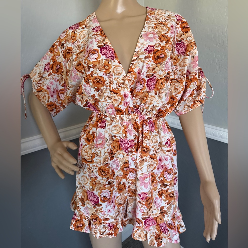 Lush Floral Jumpsuit in Pink and Orange